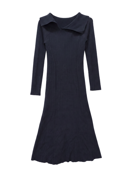 ASYMMETRY COLLAR KNIT DRESS