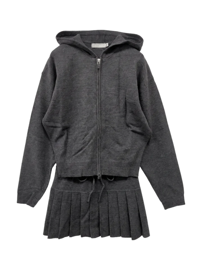 ZIP UP PARKA & PLEATED MINI SK