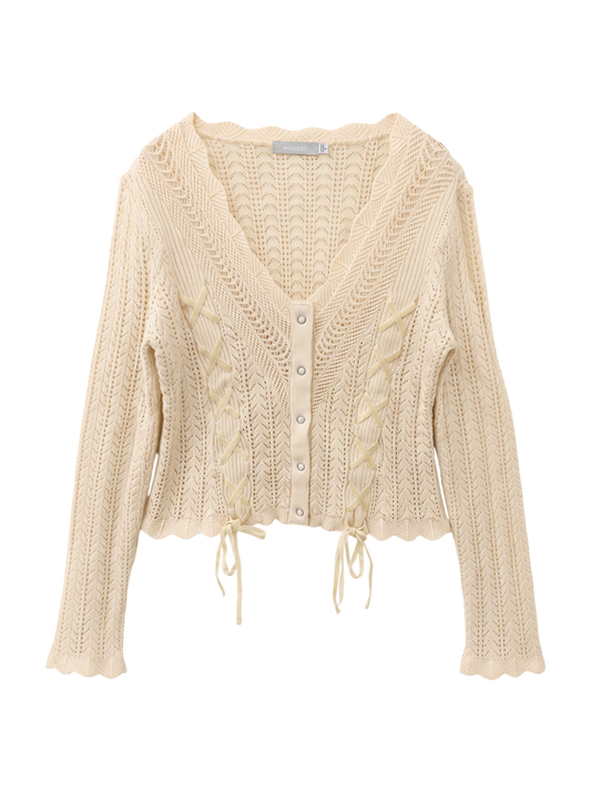 LACE UP RIBBON CARDIGAN