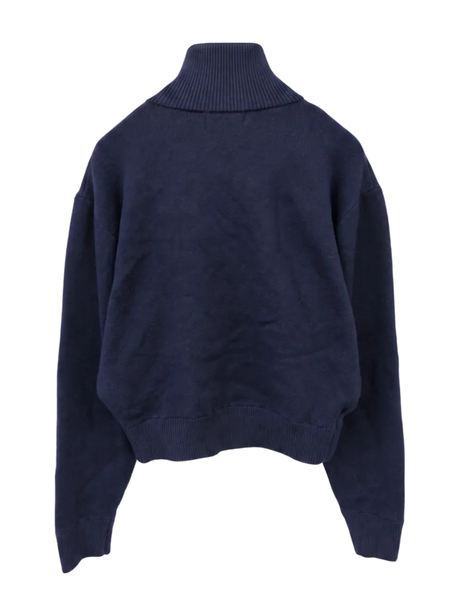 LETTERED HALF ZIP SWEATER
