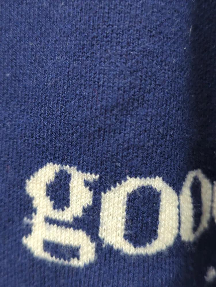LETTERED HALF ZIP SWEATER