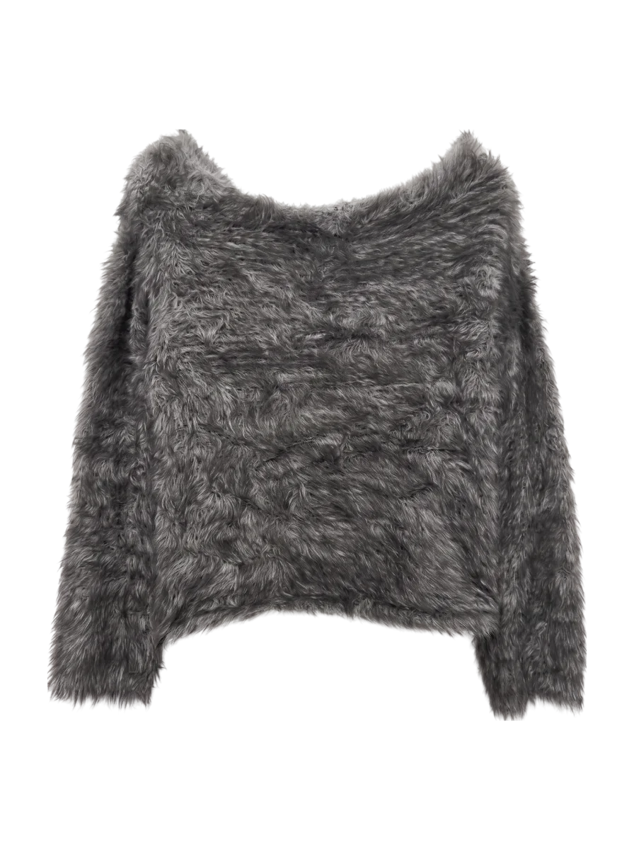 FAUX FUR KNIT CROP TOP