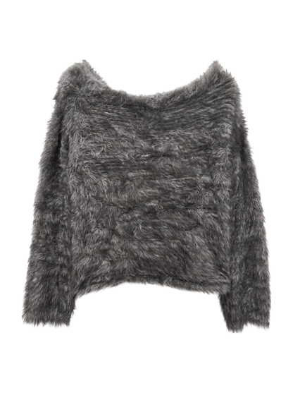 FAUX FUR KNIT CROP TOP