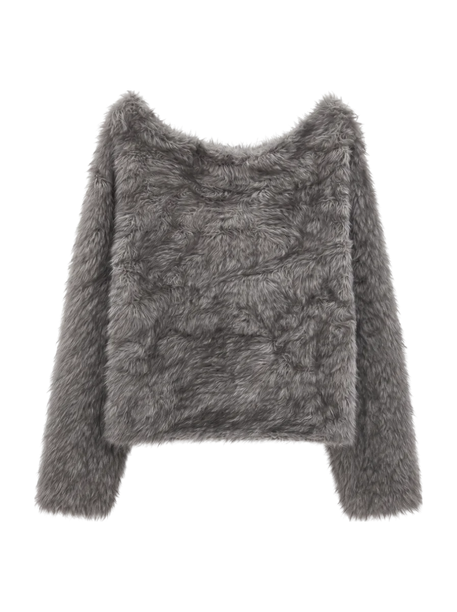 FAUX FUR KNIT CROP TOP