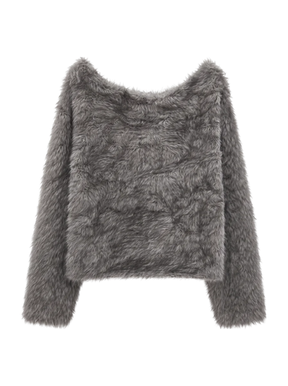 FAUX FUR KNIT CROP TOP