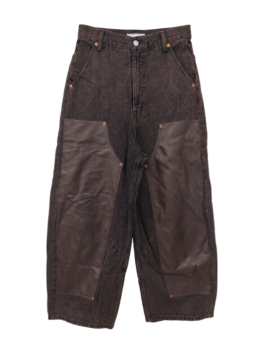 F/LEATHER@DOUBLE KNEE PANTS