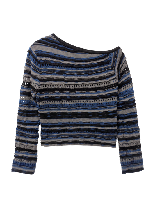 RANDOM STRIPE OFF SHOULDER TOP