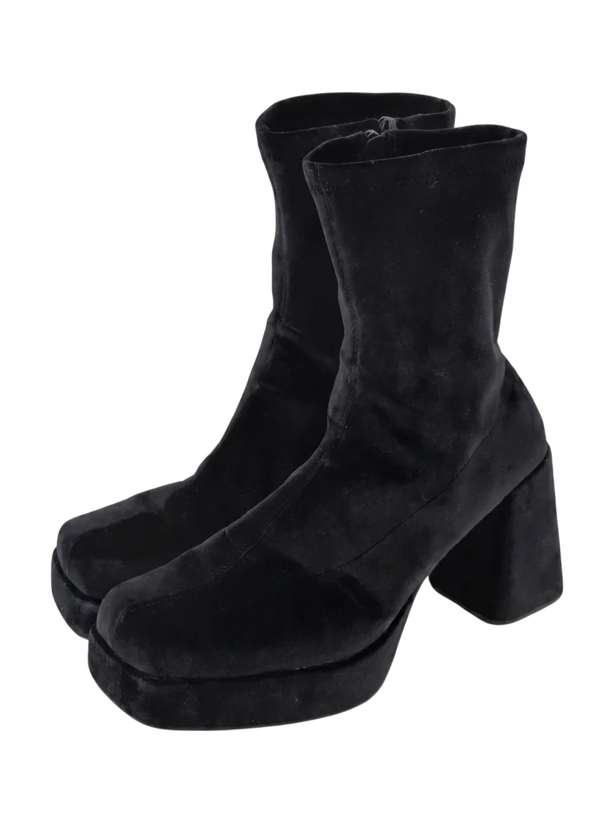 STRETCH BLOCK HEEL BOOTS