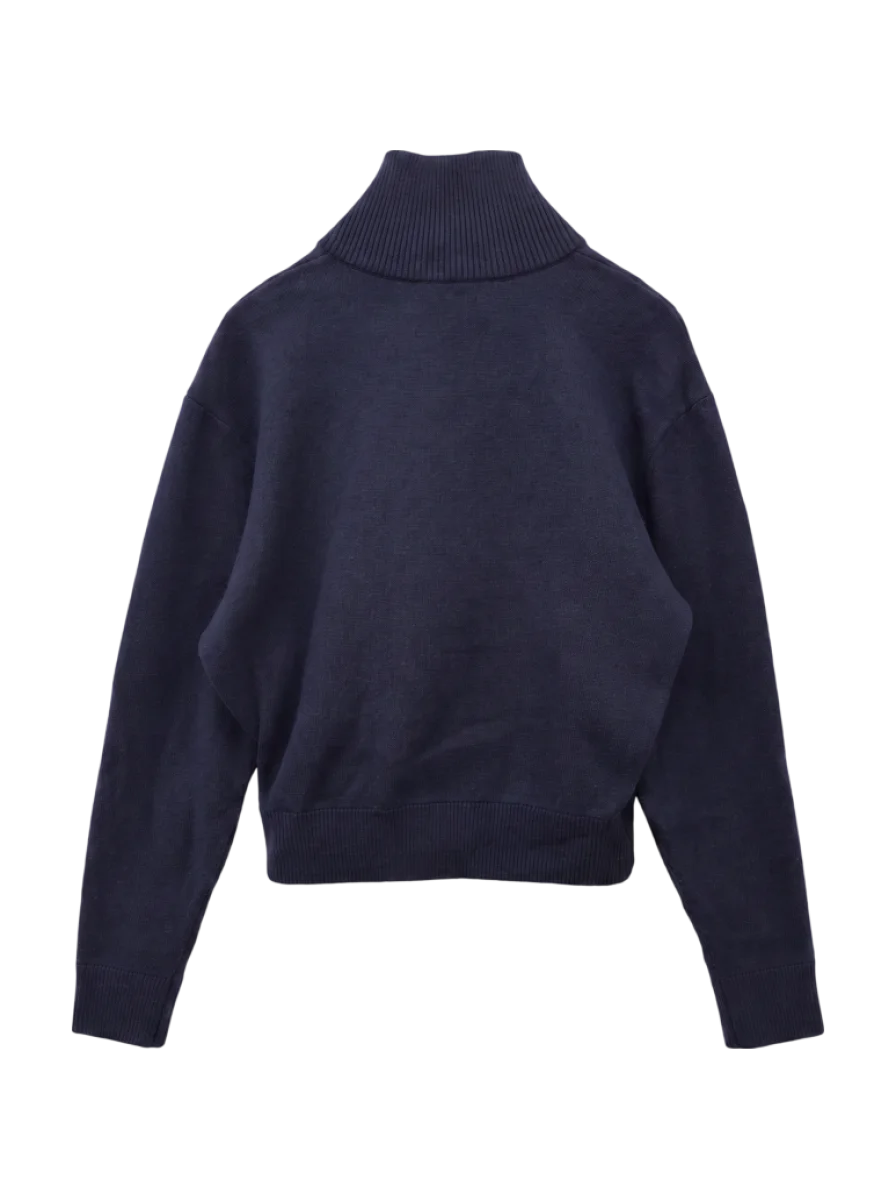 LETTERED HALF ZIP SWEATER