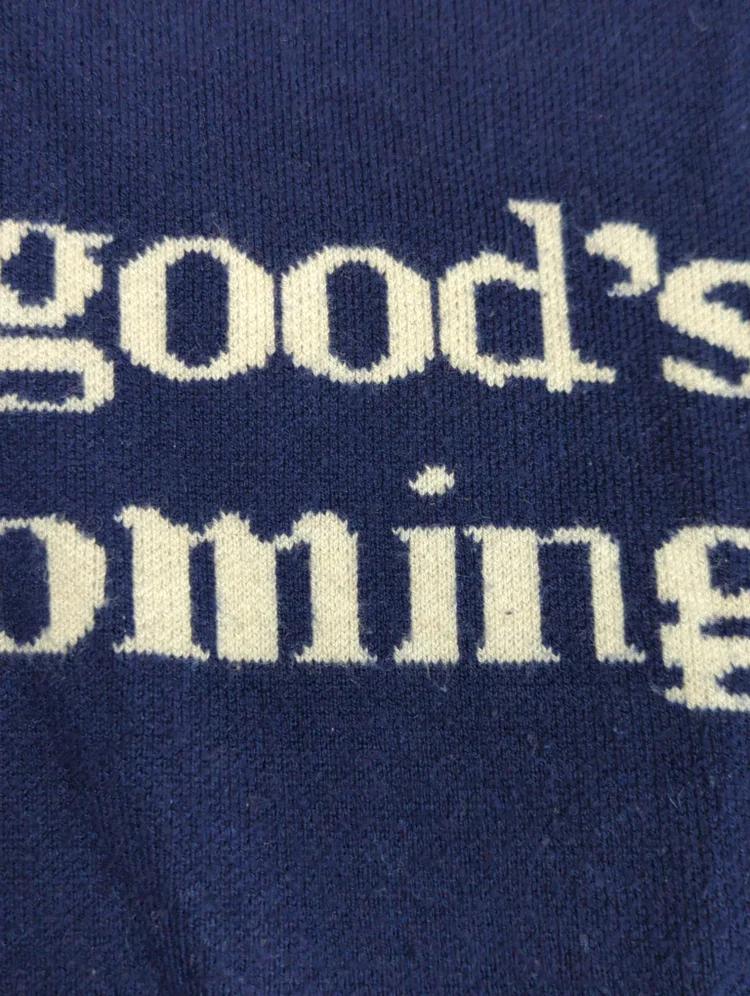LETTERED HALF ZIP SWEATER