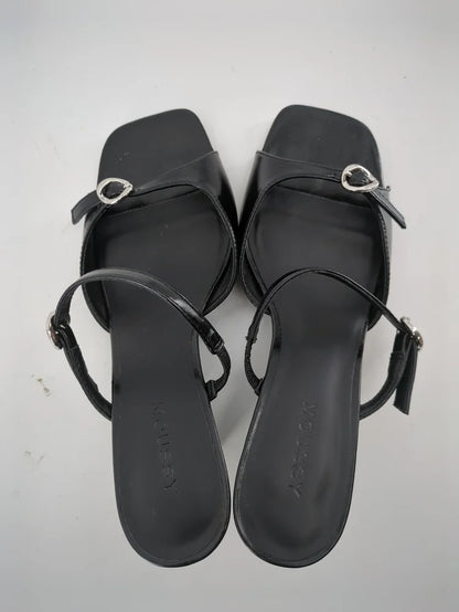 DOUBLE BELTED WEDGE  SANDALS
