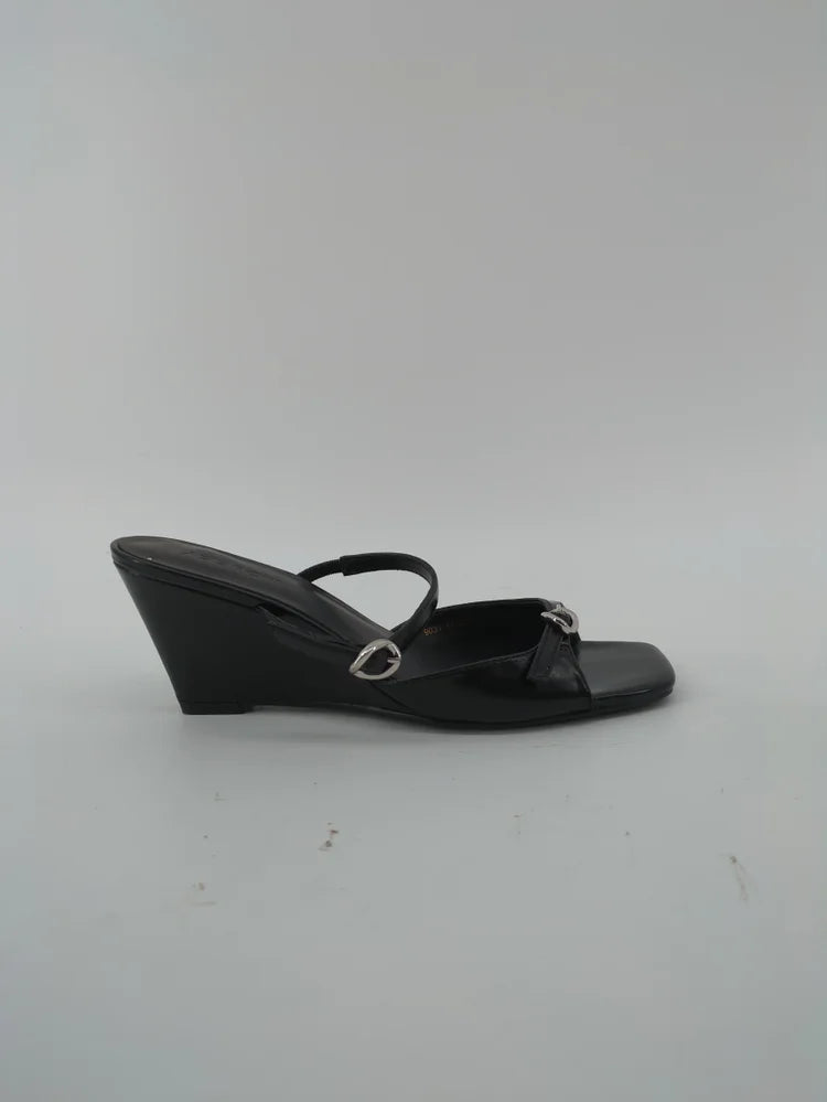DOUBLE BELTED WEDGE  SANDALS