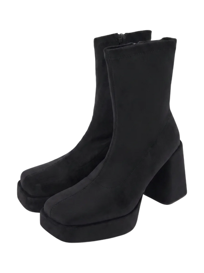 STRETCH BLOCK HEEL BOOTS