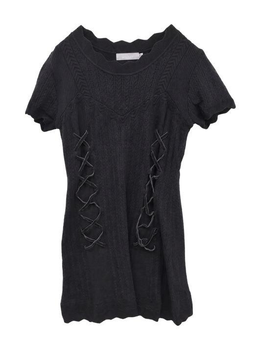 LACE UP KNIT MINI DRESS