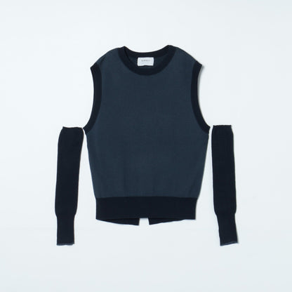 【手洗い可能】Organic Cotton Wool WJQ アームウォーマー付きベスト