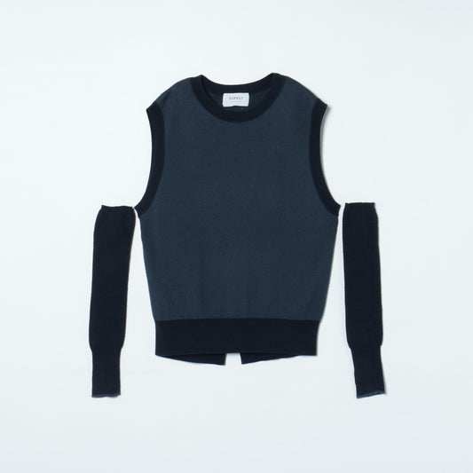 【手洗い可能】Organic Cotton Wool WJQ アームウォーマー付きベスト