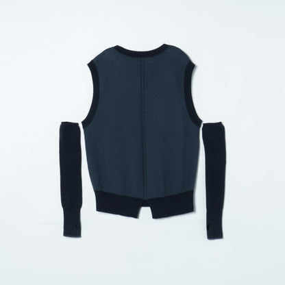 【手洗い可能】Organic Cotton Wool WJQ アームウォーマー付きベスト