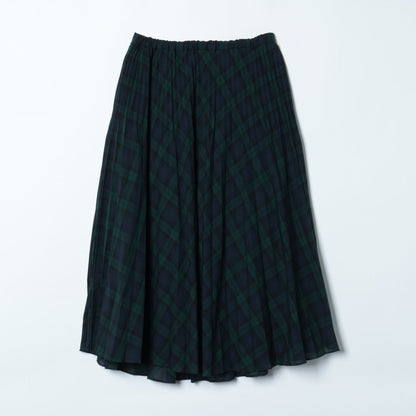ポリエステルウール チェックプリーツスカート