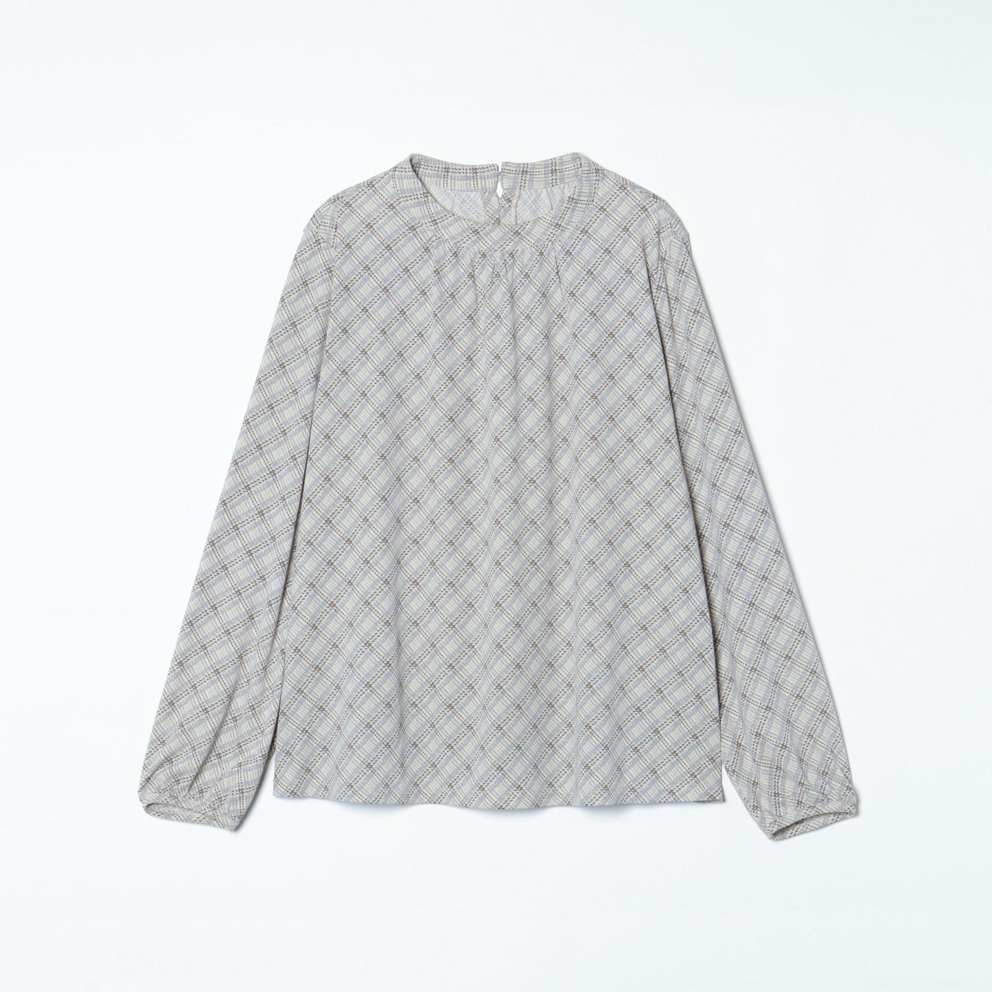 バイヤスチェックプリント スタンドネックカットソー(スーツインナー対応)