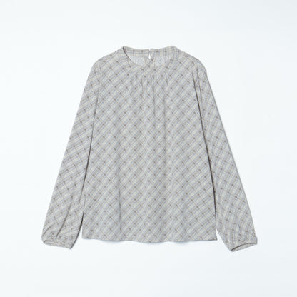 バイヤスチェックプリント スタンドネックカットソー(スーツインナー対応)