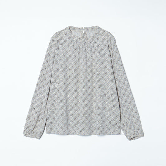 バイヤスチェックプリント スタンドネックカットソー(スーツインナー対応)