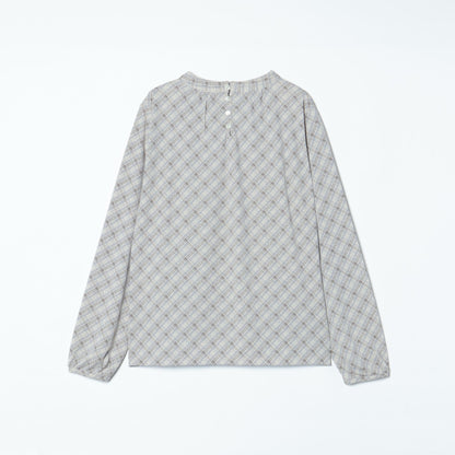 バイヤスチェックプリント スタンドネックカットソー(スーツインナー対応)