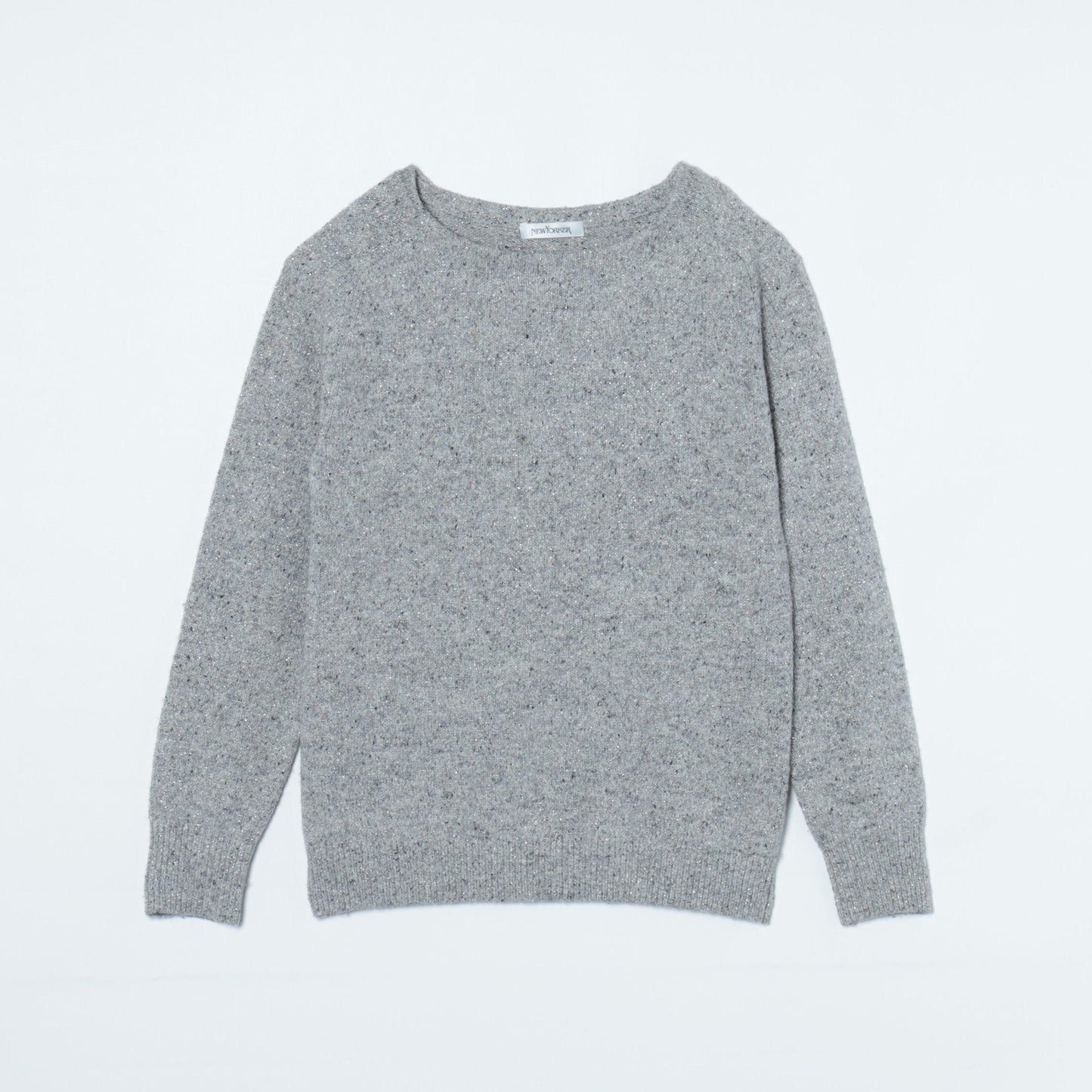 ラメツィード ボートネックニットプルオーバー