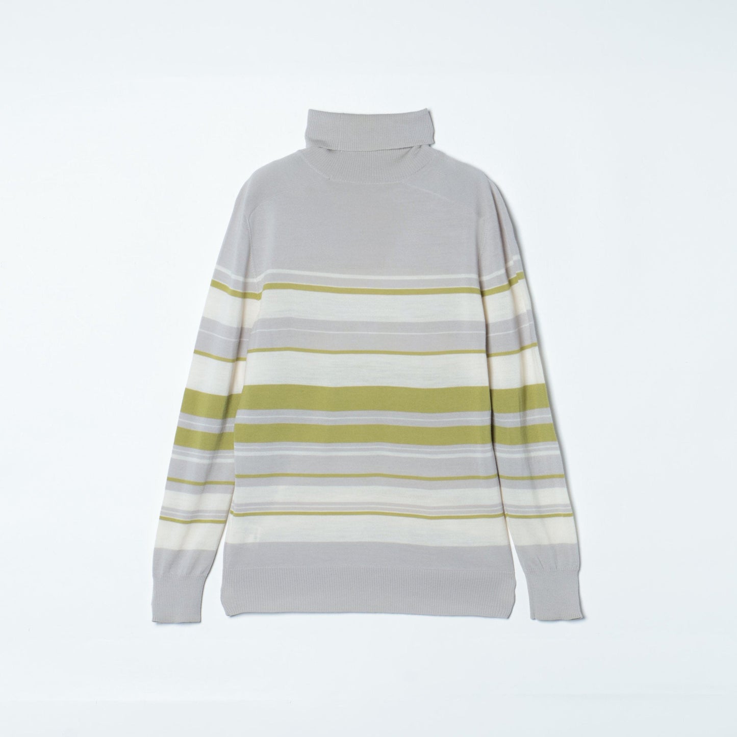 【手洗い可能】ウォッシャブルウール ランダムボーダータートルネックニット