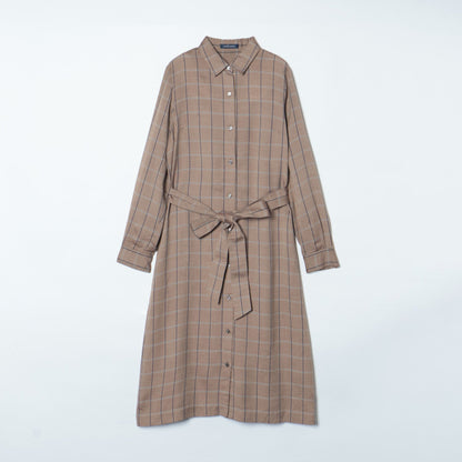 綾ウィンドウペイン シャツワンピース