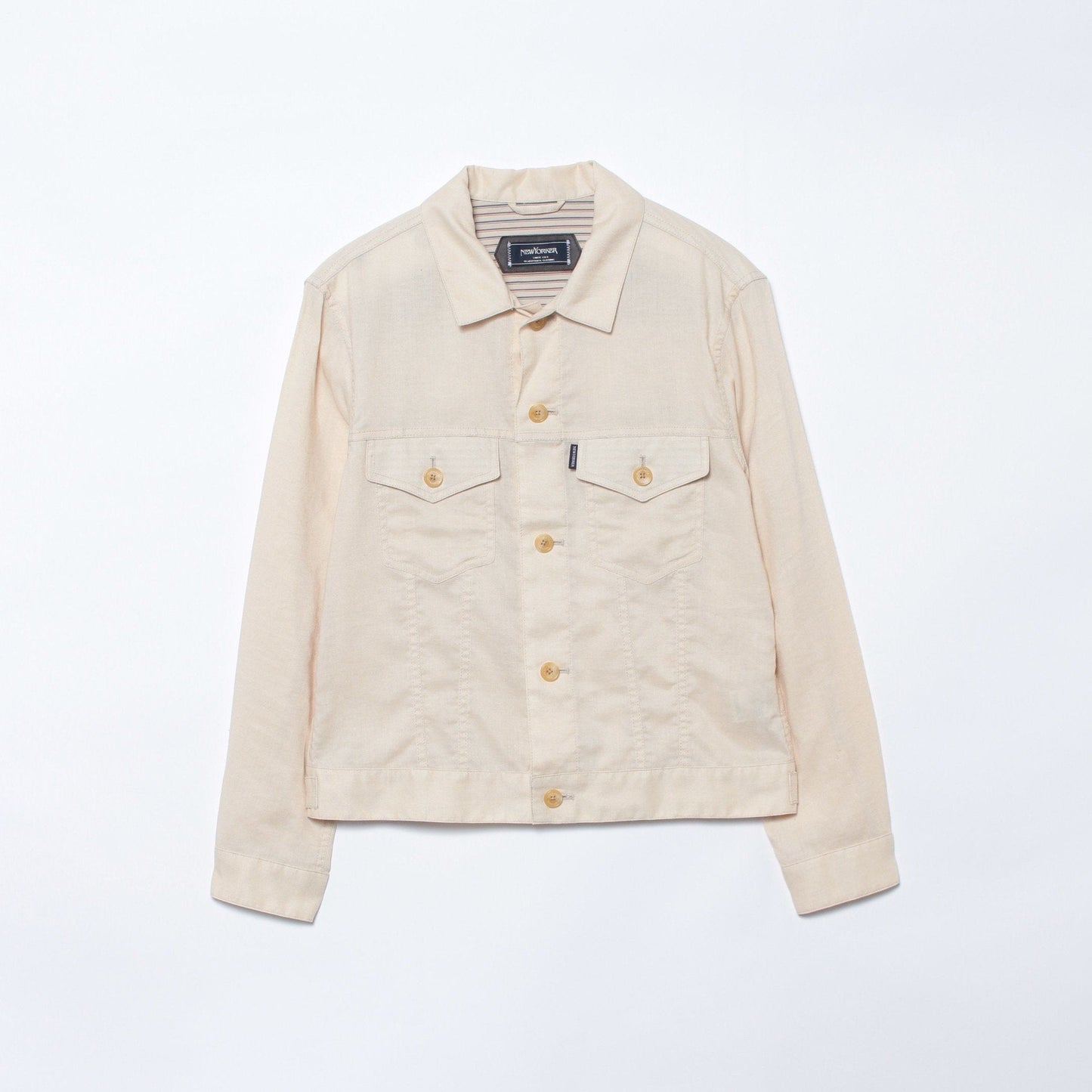【ウォッシャブル】ポリエステル麻キャンバス ナチュラルワッシャー トラッカーブルゾン