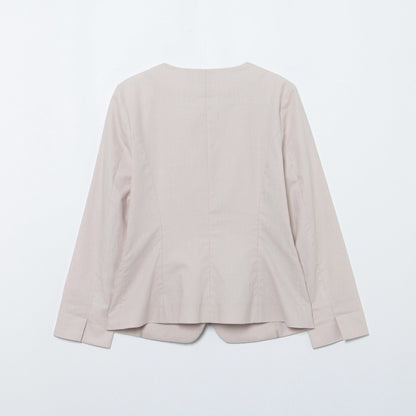 【ウォッシャブル】ブライトラミークロス エレガンスネックジャケット