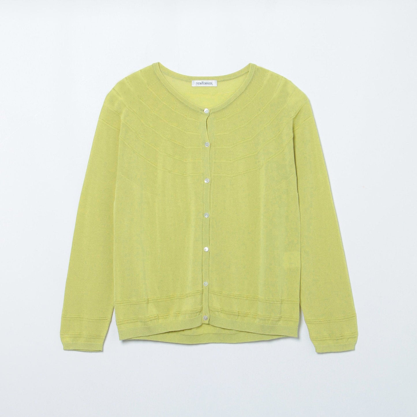 【ホールガーメント】コットンアセテート天竺 7分袖カーディガン