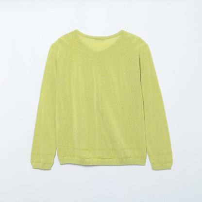 【ホールガーメント】コットンアセテート天竺 7分袖カーディガン