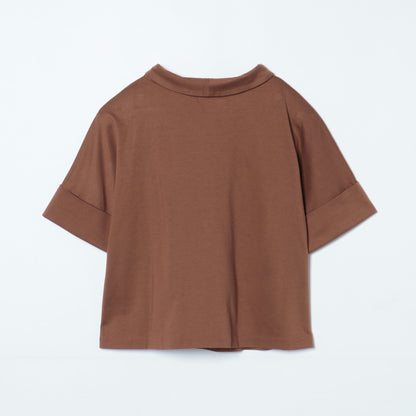 オフハイネック 5分袖カットソープルオーバー