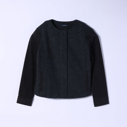 【L】異素材コンビ ジップアップブルゾン