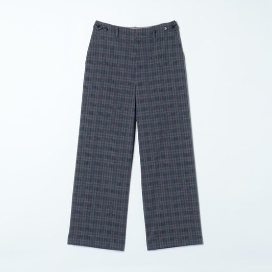 カラードミニチェック クロップドワイドパンツ