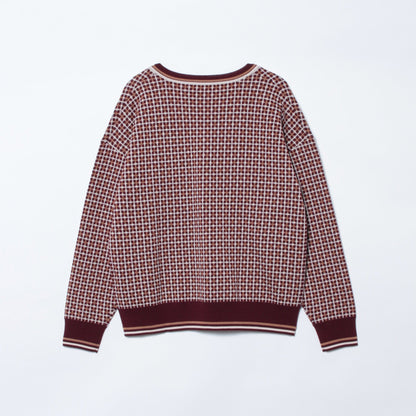 【L】【Days Knit】格子ジャカード チルデンデザインニット