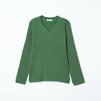 【L】【DRESS KNIT】 ワイドリブ Vネックニットプルオーバー
