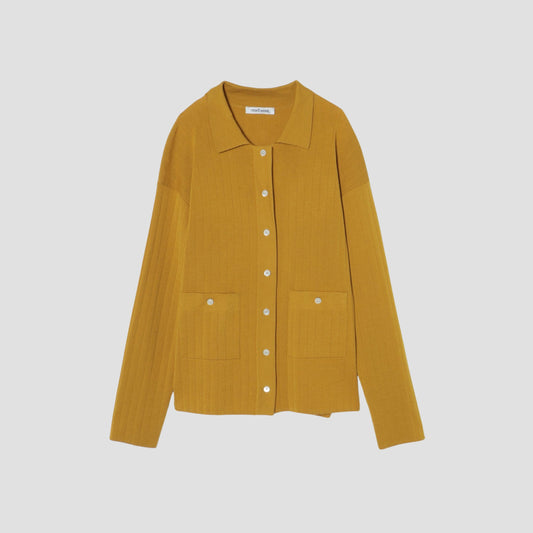 ウォッシャブルウール 衿付きニットカーディガン