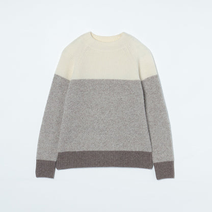 無染色ブロッキング ハイネックニットプルオーバー