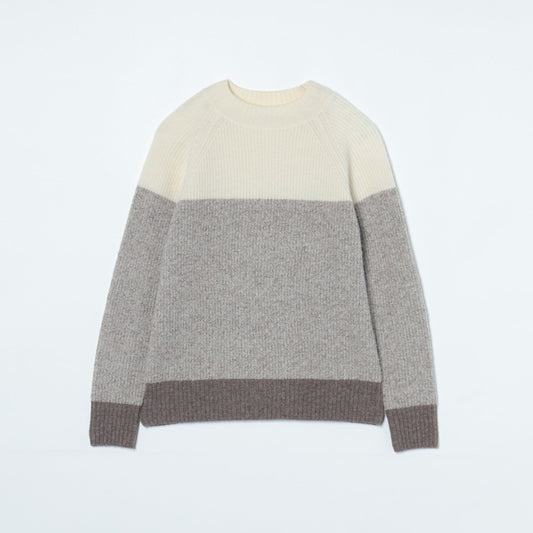 無染色ブロッキング ハイネックニットプルオーバー