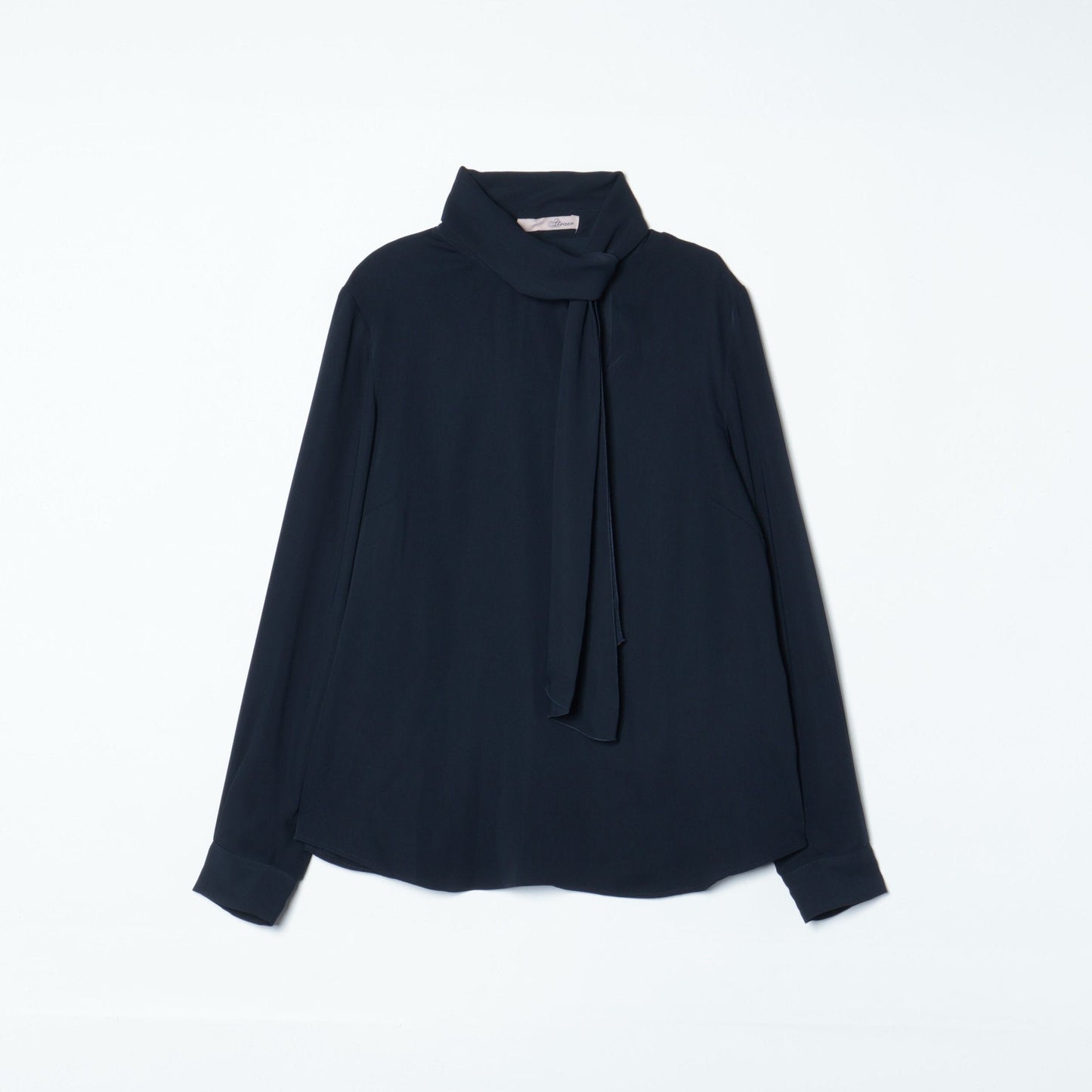 マットサテン アシンメトリースカーフ風ブラウス