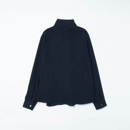 マットサテン アシンメトリースカーフ風ブラウス