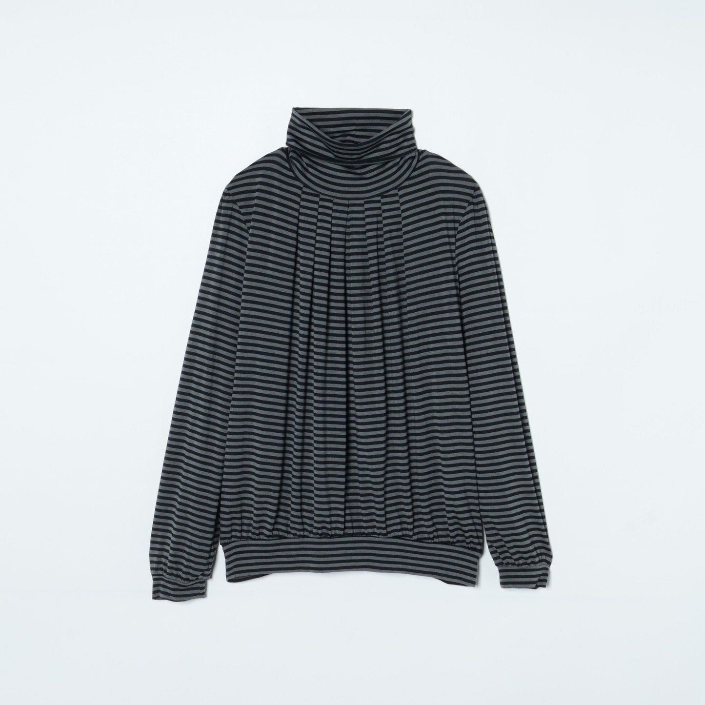 ラグウォーム ギャザータートルネックカットソー(ボーダー）/スーツインナー対応
