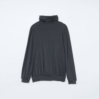 ラグウォーム ギャザータートルネックカットソー(ボーダー）/スーツインナー対応