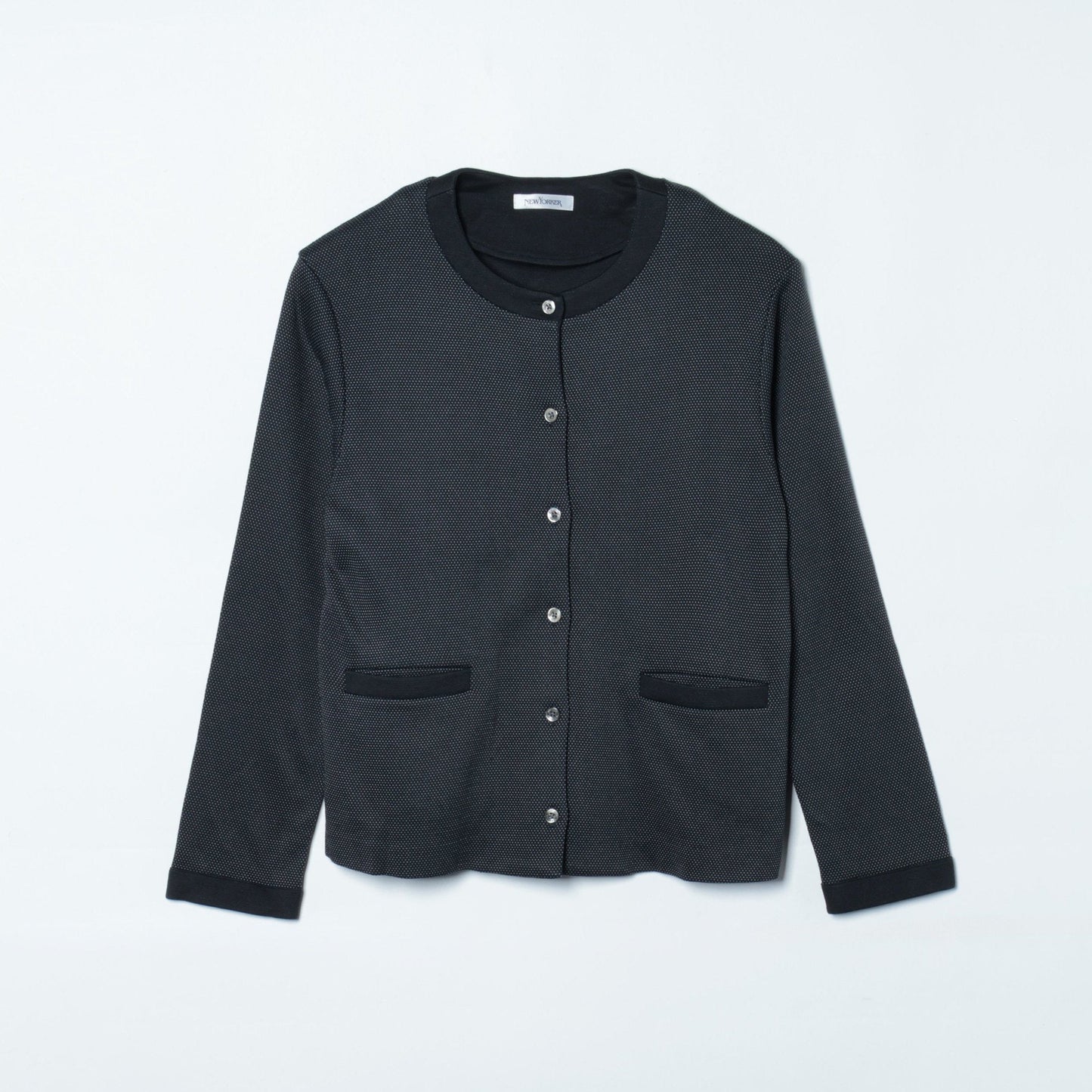 接結リバードットジャカード クルーネックカーディガン