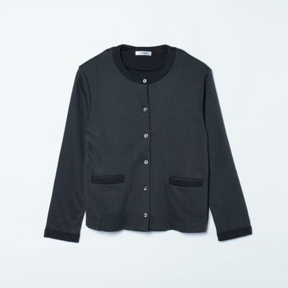 接結リバードットジャカード クルーネックカーディガン