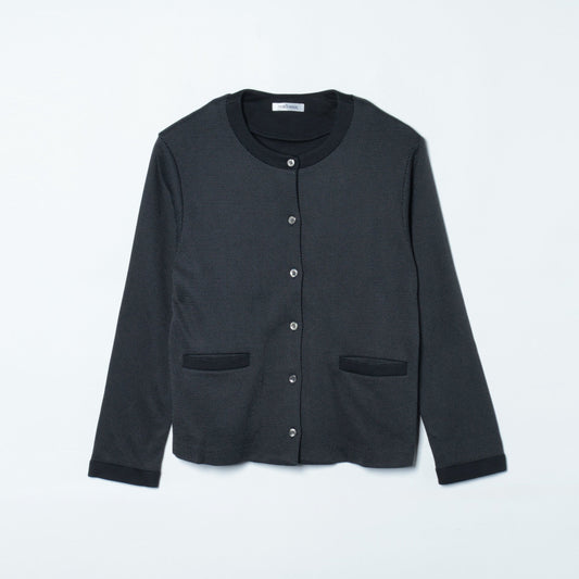 接結リバードットジャカード クルーネックカーディガン