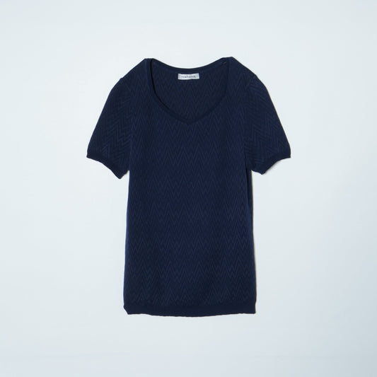 着流しカーディガン×ニット見えTシャツアンサンブル