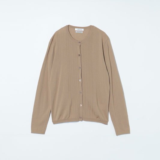 【手洗い可能】キャッシュウール クルーネックケーブルニットカーディガン